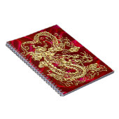 Embosses Gold Dragon auf Red Satin Print Notizblock (Rechte Seite)