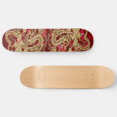 Embosses Gold Dragon auf Red Satin Print Skateboard (Horizontal)