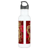 Embosses Gold Dragon auf Red Satin Print Trinkflasche (Rückseite)