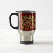 Embosses Gold Dragon auf Red Satin Texture Print Reisebecher (Links)