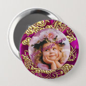 Embosses Gold Dragon auf Red Satin Textured Print Button (Vorne & Hinten)