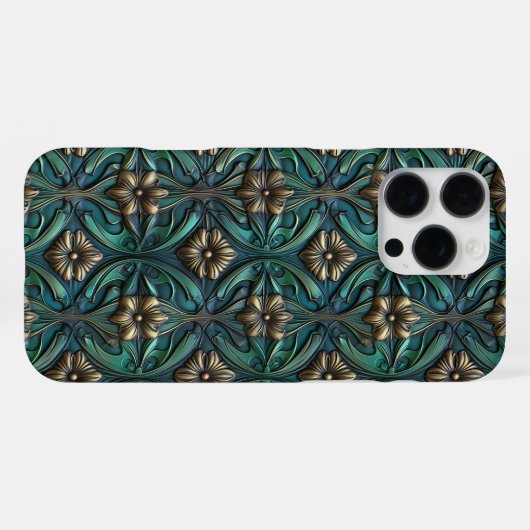 Embosses Gold und grüne Blume iPhone Hülle (Rückseite (Horizontal))