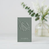 Embosses Monstera-Blatt-Monogramm Qr-Code Visitenkarte (Stehend Vorderseite)