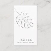 Embosses Monstera-Blatt-Monogramm Qr-Code Visitenkarte (Vorderseite)