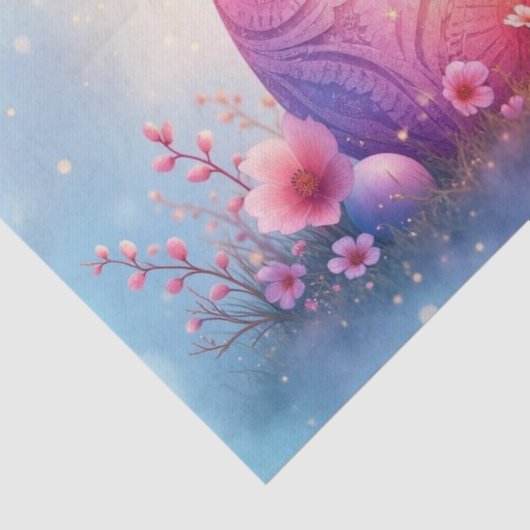 Embosses Ostereier mit Kirschblüten Decoupage Seidenpapier (Ausschnitt)