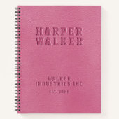 Embosses Personalisiert rosa Veganes LederNotebook Notizblock (Vorderseite)