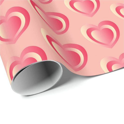 Embosses Satinherz - Korallenrosa Geschenkpapier (Rolleneckpunkt)