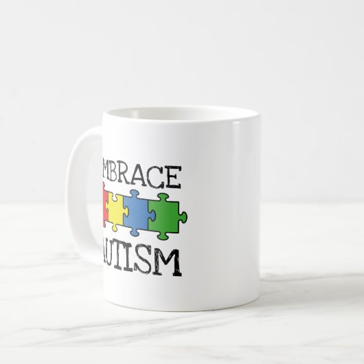 Embrace Autism Kaffee Tasse (Vorderseite Links)