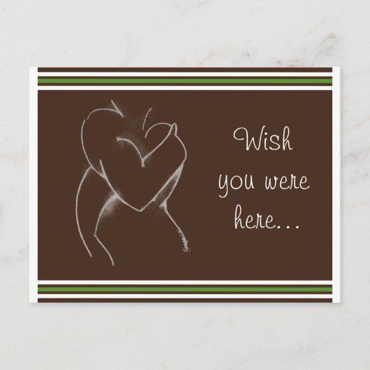 Embrace (Babydusche) braun & grün Postkarte (Vorderseite)