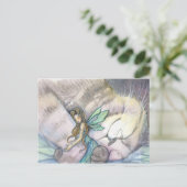 Embrace Cat and Fairy Postcard Postkarte (Stehend Vorderseite)