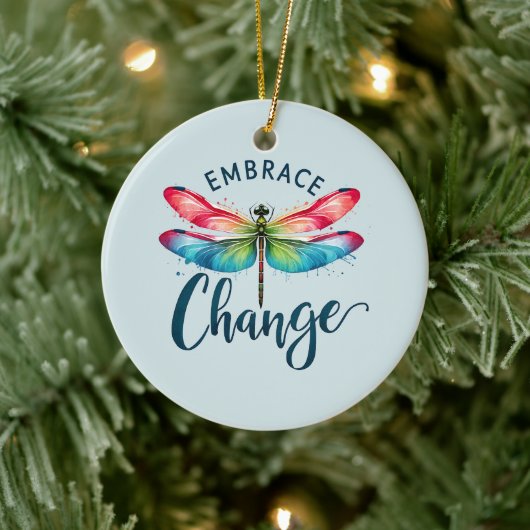 Embrace Change - Artistic Dragonfly Keramik Ornament (Baum)