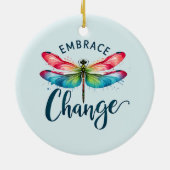 Embrace Change - Artistic Dragonfly Keramik Ornament (Hinten)