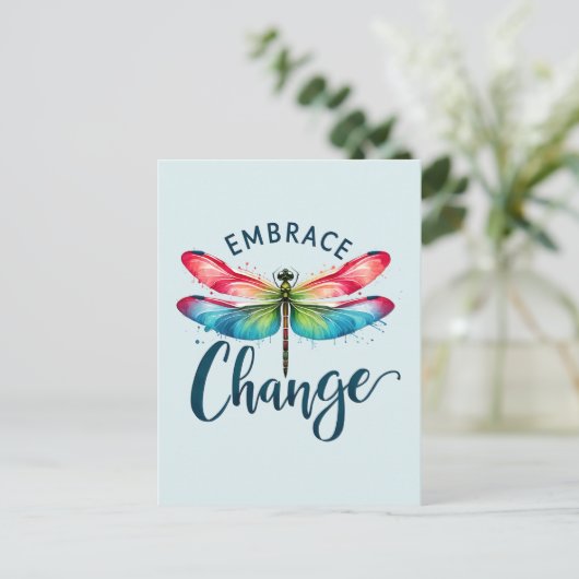 Embrace Change - Artistic Dragonfly Postkarte (Stehend Vorderseite)