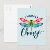 Embrace Change - Artistic Dragonfly Postkarte (Vorne/Hinten)