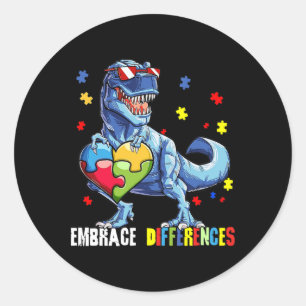 Embrace Differenzen Asd Spectrum Dinosaurier Autis Runder Aufkleber