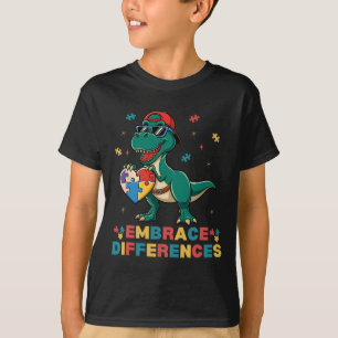 Embrace Differenzen Autismus Bewusstsein T-rex Puz T-Shirt