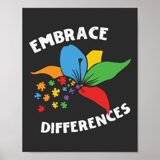 Embrace Differenzen Neuro-Diversity Autismus Poste Poster (Vorne)