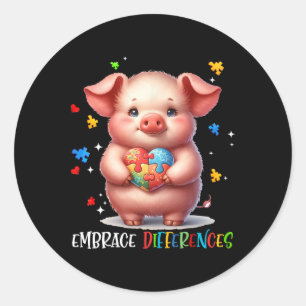 Embrace Differenzen Puzzle Heart Pig Autism Awaren Runder Aufkleber