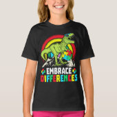 Embrace Differenzen T Rex Dinosaur Autismus Awaren T-Shirt (Vorderseite)