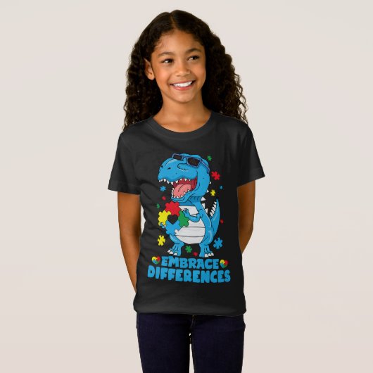 Embrace Differenzen T Rex Dinosaur Autismus Awaren T-Shirt (Vorne ganz)