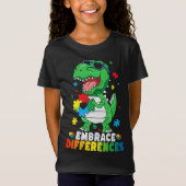 Embrace Differenzen T Rex Dinosaur Autismus Awaren T-Shirt (Vorderseite)