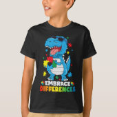 Embrace Differenzen T Rex Dinosaur Autismus Awaren T-Shirt (Vorderseite)