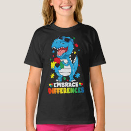 Embrace Differenzen T Rex Dinosaur Autismus Awaren T-Shirt