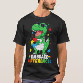 Embrace Differenzen T Rex Dinosaur Autismus Awaren T-Shirt (Vorderseite)