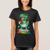 Embrace Differenzen T Rex Dinosaur Autismus Awaren T-Shirt (Vorderseite)