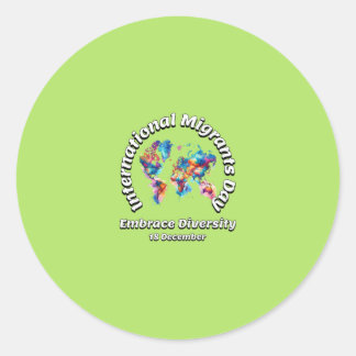 Embrace Diversity. Internationaler Tag der Migrant Runder Aufkleber