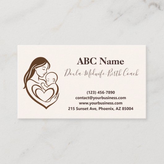 Embrace Doula & Midfrau von Mutter Visitenkarte (Vorderseite)