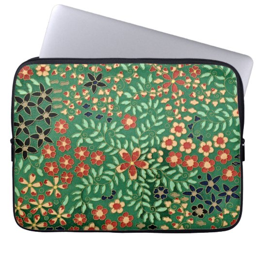 Embrace Elegance: Grüne japanische Blüte Laptopschutzhülle (Vorderseite)