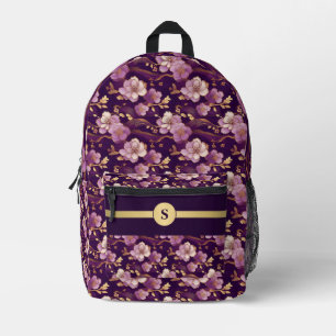 Embrace Elegance: Personalisiert Lila & Gold Asiat Bedruckter Rucksack