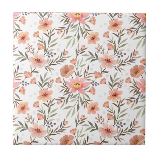 Embrace Elegance: Pink Boho Floral Fliese (Vorderseite)