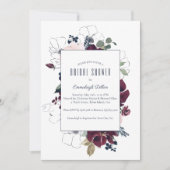 Embrace Florals Brautparty | Burgundy Navy Blue Einladung (Vorderseite)