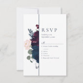 Embrace Florals UAWG Wedding | Burgundy Navy Blue RSVP Karte (Vorderseite)