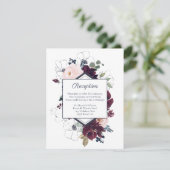 Embrace Florals Wedding Reception | Burgundy Navy Begleitkarte (Stehend Vorderseite)