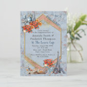 Embrace Französisch Land leben in Pale Blue Einladung (Stehend Vorderseite)