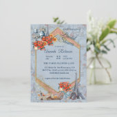 Embrace Französisch Land leben in Pale Blue Einladung (Stehend Vorderseite)