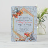 Embrace Französisch Land leben in Pale Blue Einladung (Stehend Vorderseite)