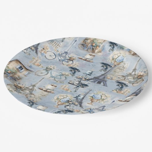 Embrace Französisch Land leben in Raffined Pale Bl Pappteller (Schrägansicht)