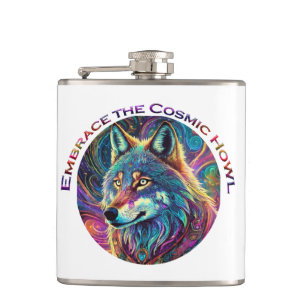 Embrace für den kosmischen Howl Wolf Flachmann