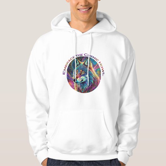 Embrace für den kosmischen Howl Wolf Hoodie (Vorderseite)