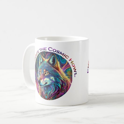 Embrace für den kosmischen Howl Wolf Kaffeetasse (Vorderseite Links)