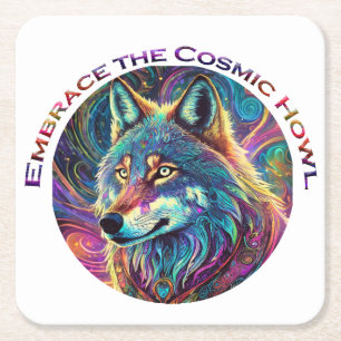 Embrace für den kosmischen Howl Wolf Rechteckiger Pappuntersetzer