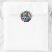 Embrace für den kosmischen Howl Wolf Runder Aufkleber (Tasche)