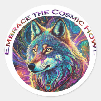 Embrace für den kosmischen Howl Wolf Runder Aufkleber