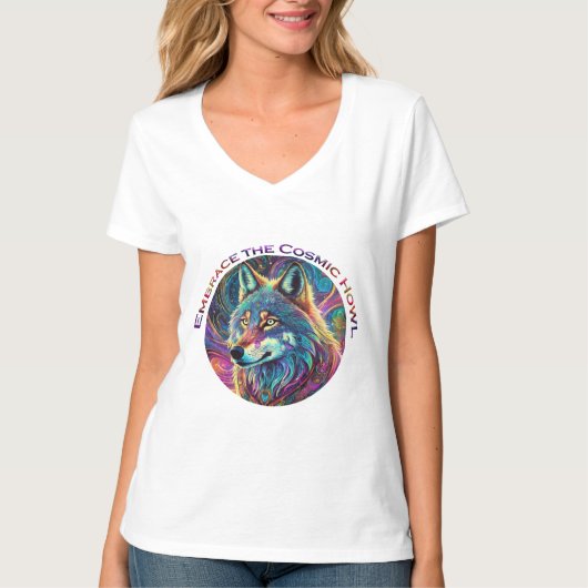 Embrace für den kosmischen Howl Wolf T-Shirt (Vorderseite)