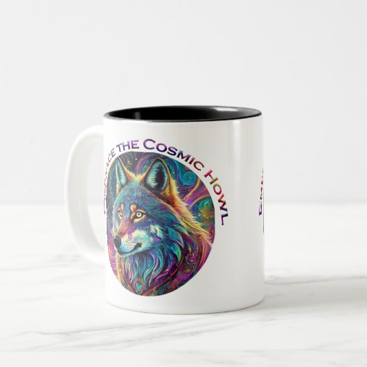 Embrace für den kosmischen Howl Wolf Zweifarbige Tasse (Vorderseite Links)