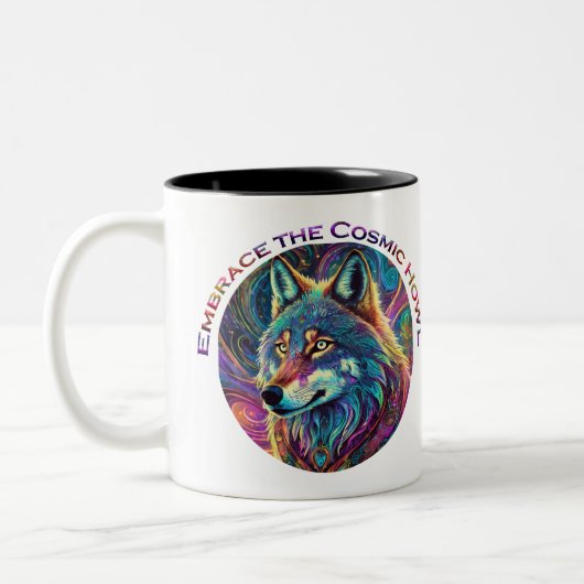 Embrace für den kosmischen Howl Wolf Zweifarbige Tasse (Links)
